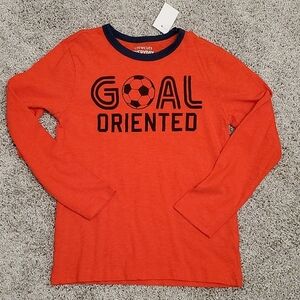 Jcrew boys cotton orange navy tee long sleeves size 10 Medium Kid